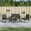 Image de vidaXL Ensemble à manger de jardin avec coussins 5 pcs noir rotin PP, ensemble à manger, ensemble à manger d'extérieur, 360215