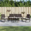Image de vidaXL Ensemble à manger de jardin avec coussins 5 pcs marron rotin PP, ensemble à manger, ensemble à manger d'extérieur, 360219
