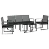 Image de vidaXL Ensemble à manger de jardin coussins 5 pcs gris foncé rotin PP, ensemble à manger, ensemble à manger d'extérieur, 360220