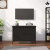 Image de Meuble TV avec portes noir 60x35x45 cm bois d ingénierie