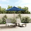Image de vidaXL Parasol de jardin avec mât en bois bleu azuré 198x198x231 cm, parasol, parasol d'extérieur, parasol de patio, parapluie, parasol de terrasse
