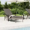 Image de vidaXL Chaise longue avec coussin gris résine tressée 362807