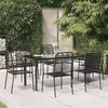 Image de 3156537 vidaXL Ensemble à dîner de jardin 7 pcs Noir Corde de coton et acier