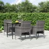 Image de vidaXL Ensemble à manger de jardin et coussins 5pcs Gris/noir, ensemble de salle à manger d'extérieur, table et chaise de 3156620
