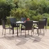 Image de 3156657 vidaXL Ensemble à dîner de jardin 7 pcs Noir Résine tressée