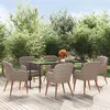 Image de vidaXL Ensemble à manger de jardin et coussins 7 pcs Marron, ensemble de salle à manger d'extérieur, table et chaise 3156731