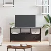 Image de Meuble TV noir 102x33x45 cm bois d ingénierie et fer