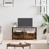 Image de vidaXL Meuble TV, Armoire de Télévision avec Tiroirs et Compartiments, Meuble Télé Salon Salle de Séjour, Moderne, Chêne Fumé Bois d'Ingénierie et Fer