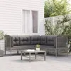 Image de Salon de jardin 5 pcs avec coussins Gris Résine tressée