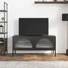 Image de Meuble TV noir 105x35x50 cm verre et acier
