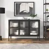 Image de Buffet noir 105x35x70 cm verre et acier