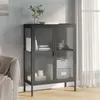 Image de Buffet noir 75x35x105 cm verre et acier