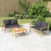Image de Salon de jardin modulable Vidaxl bambou gris 3 pieces 90.0 x 55 x 37 2 personnes
