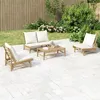 Image de Salon de jardin modulable VIDAXL bambou beige 4 pieces 3 personnes