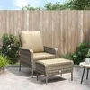 Image de vidaXL Chaise de jardin avec tabouret marron clair résine tressée, chaise de jardin, siège de jardin, chaise de patio, 364114