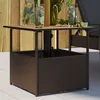 Image de vidaXL Table de jardin avec trou de parasol marron résine tressée, table d'extérieur, table à manger de jardin, meuble de 364118