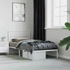 Image de Cadre de lit métal sans matelas avec tête de lit blanc 90x190cm