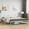 Image de Cadre de lit métal sans matelas et tête de lit blanc 180x200 cm