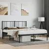 Image de Cadre de lit métal sans matelas avec tête de lit noir 140x190cm