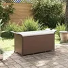 Image de vidaXL Banc de jardin avec coussin marron 116x46x57 cm résine tressée 363416