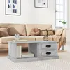 Image de vidaXL Table Basse, Table d'Appoint avec 2 Tiroirs, Bout de Canapé avec Compartiment, Meuble de Salon, Moderne, Gris Béton Bois d'Ingénierie