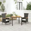 Image de vidaXL Ensemble de salle à manger de jardin avec coussins 3 pcs Noir 3157528