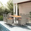 Image de vidaXL Ensemble à manger de jardin 9 pcs coussins gris résine tressée, ensemble de salle à manger, ensemble de salle à manger d'extérieur, ensemble de mobilier d'extérieur