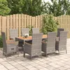 Image de vidaXL Ensemble à manger de jardin 9 pcs coussins gris résine tressée, ensemble de salle à manger 3157553