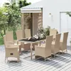 Image de vidaXL Ensemble à manger de jardin et coussins 9 pcs beige Poly rotin, ensemble de salle à manger 3157579