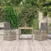 Image de vidaXL Ensemble à manger de jardin 3 pcs coussins gris résine tressée, ensemble de salle à manger, ensemble de salle à 3157582