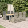 Image de vidaXL Ensemble à manger de jardin et coussins 7 pcs gris rotin, ensemble de salle à manger, ensemble de salle à manger 3157595
