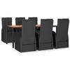 Image de vidaXL Ensemble à dîner de jardin et coussins 7pcs Noir Résine tressée