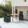 Image de vidaXL Ensemble à manger de jardin 3 pcs Noir Poly rotin et acacia, ensemble de salle à manger, ensemble de salle à manger 3157606