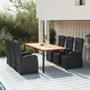 Image de vidaXL Ensemble à manger de jardin 7 pcs Noir Poly rotin et acacia, ensemble de salle à manger, ensemble de salle à manger 3157610