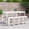 Image de vidaXL Ensemble de bar de jardin 9 pcs blanc bois de pin massif, ensemble de pub, ensemble de bar de patio, ensemble de 3157758