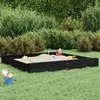 Image de vidaXL Bac à Sable avec Sièges, Jeu de Sable pour Enfants, Aire de Jeux pour Tout-petits Jardin Extérieur, Noir Carré Bois 825041