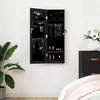 Image de Armoire à bijoux avec miroir murale noir 30x8,5x90 cm