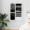 Image de vidaXL Armoire à bijoux avec miroir murale blanc 37,5x10x106 cm353226