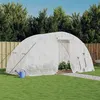 Image de vidaXL Serre avec cadre en acier blanc 10 m² 5x2x2,3 m, polytunnel, serre à cadre froid, serre pour tomate, serre de jardin, 364087