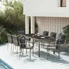 Image de vidaXL Ensemble à manger de jardin 9 pcs coussins gris résine tressée, ensemble de salle à manger 3157962