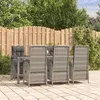 Image de vidaXL Ensemble à manger jardin et coussins 7 pcs gris rotin, ensemble de salle à manger, ensemble de salle à manger 3185027