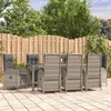 Image de vidaXL Ensemble à manger de jardin 9 pcs coussins gris résine tressée, ensemble de salle à manger 3185028