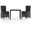 Image de Salon de jardin Vidaxl 2 personnes noir 3 pieces 90.0 x 90 x 75 cm resine tressee