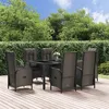 Image de vidaXL Ensemble à manger jardin et coussins 7 pcs Noir et gris Rotin, ensemble de salle à manger, ensemble de salle à manger 3185056