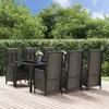 Image de vidaXL Ensemble à manger jardin et coussins 7 pcs Noir et gris Rotin, ensemble de salle à manger, ensemble de salle à manger 3185057