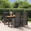 Image de vidaXL Mobilier à dîner de jardin et coussins 5pcs Noir Résine tressée 3185070