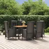 Image de vidaXL Ensemble à manger de jardin coussins 7pcs Noir Résine tressée, ensemble de salle à manger, ensemble de salle à manger 3185071