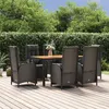 Image de vidaXL Ensemble à manger de jardin coussins 7pcs Noir Résine tressée, ensemble de salle à manger, ensemble de salle à manger 3185077