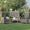 Image de vidaXL Mobilier à dîner de jardin 4pcs et coussins Gris Résine tressée 3185083