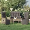Image de vidaXL Ensemble à manger de jardin 3 pcs coussins gris résine tressée, ensemble de salle à manger, ensemble de salle à 3185092